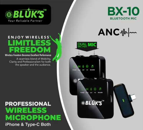 Bluks BX-10 Double Mic ANC with IPhone & Type C Connector