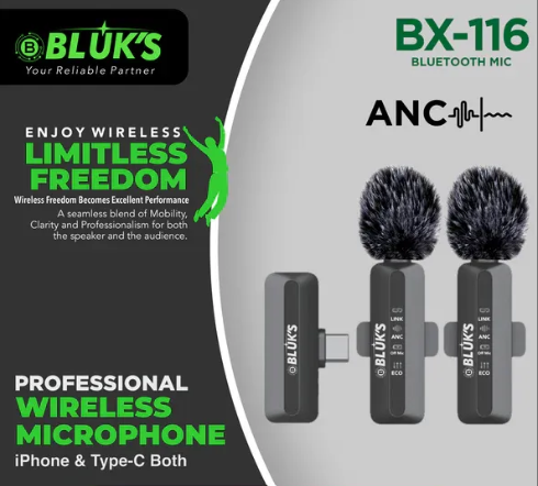 Bluks BX-116 Double Mic ANC with IPhone & Type C Connector