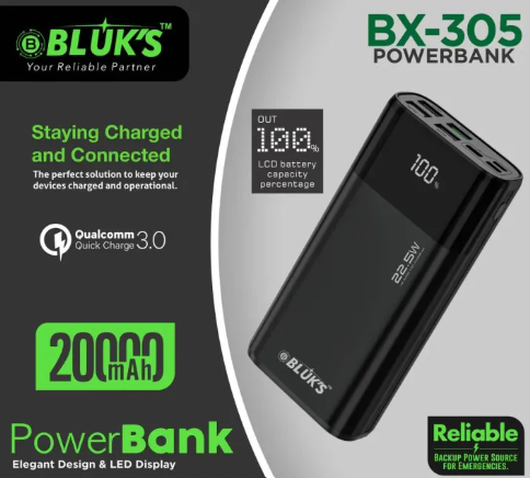 Bluks BX-305 SwiftCharge Power Bank 20000mAh