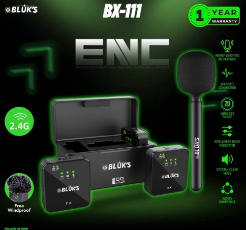 Bluks BX-111 ENC Wireless Mic with Handheld Stick