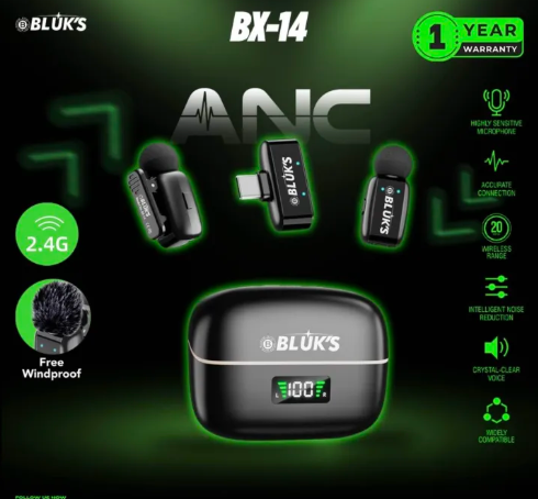 Bluks BX-14 Wireless Bluetooth Microphone ANC