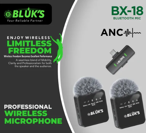 Bluks BX-18 | Lavaliere Collar Wireless ANC Mic
