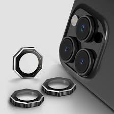 Desert Titanium Camera Lens Protector for iPhone 11 to 17 Pro Max | Hexagon Metal Frame + 9H Tempered Glass Guard