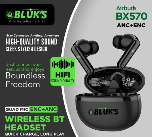 BX-570 Quad-Mic ENC + ANC Wireless BT Headset